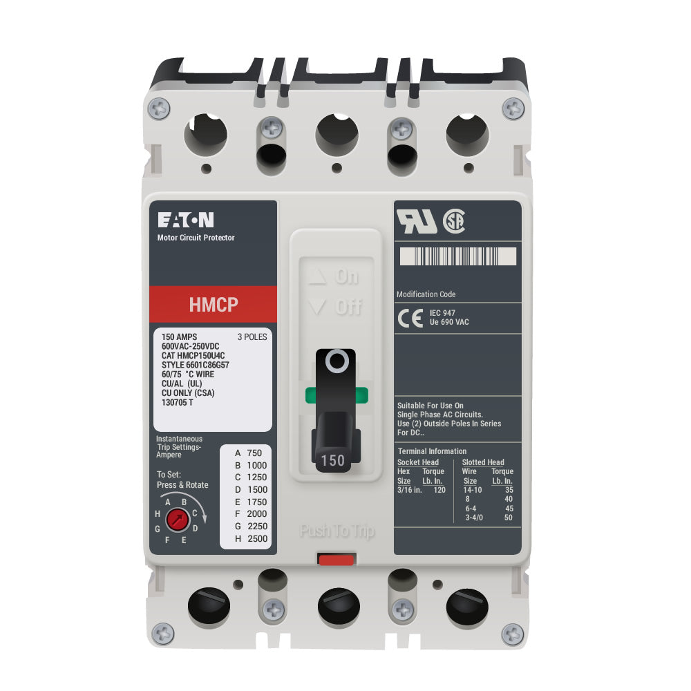 Cutler Hammer HMCP150U4C Circuit Breaker | Series C HMCP 600V 150A