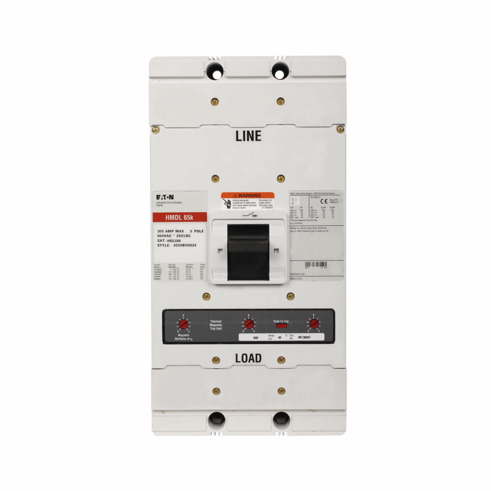 Westinghouse HMDL3300 Circuit Breaker | 600V 300A 3P 65kA@480V Feed-Thru Series C