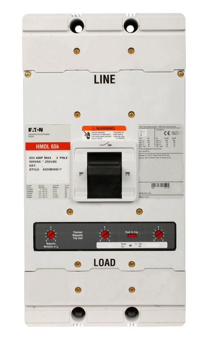 Cutler Hammer HMDL3500 Circuit Breaker | 600V 500A 1P 65kA@480V Plug-In Series C