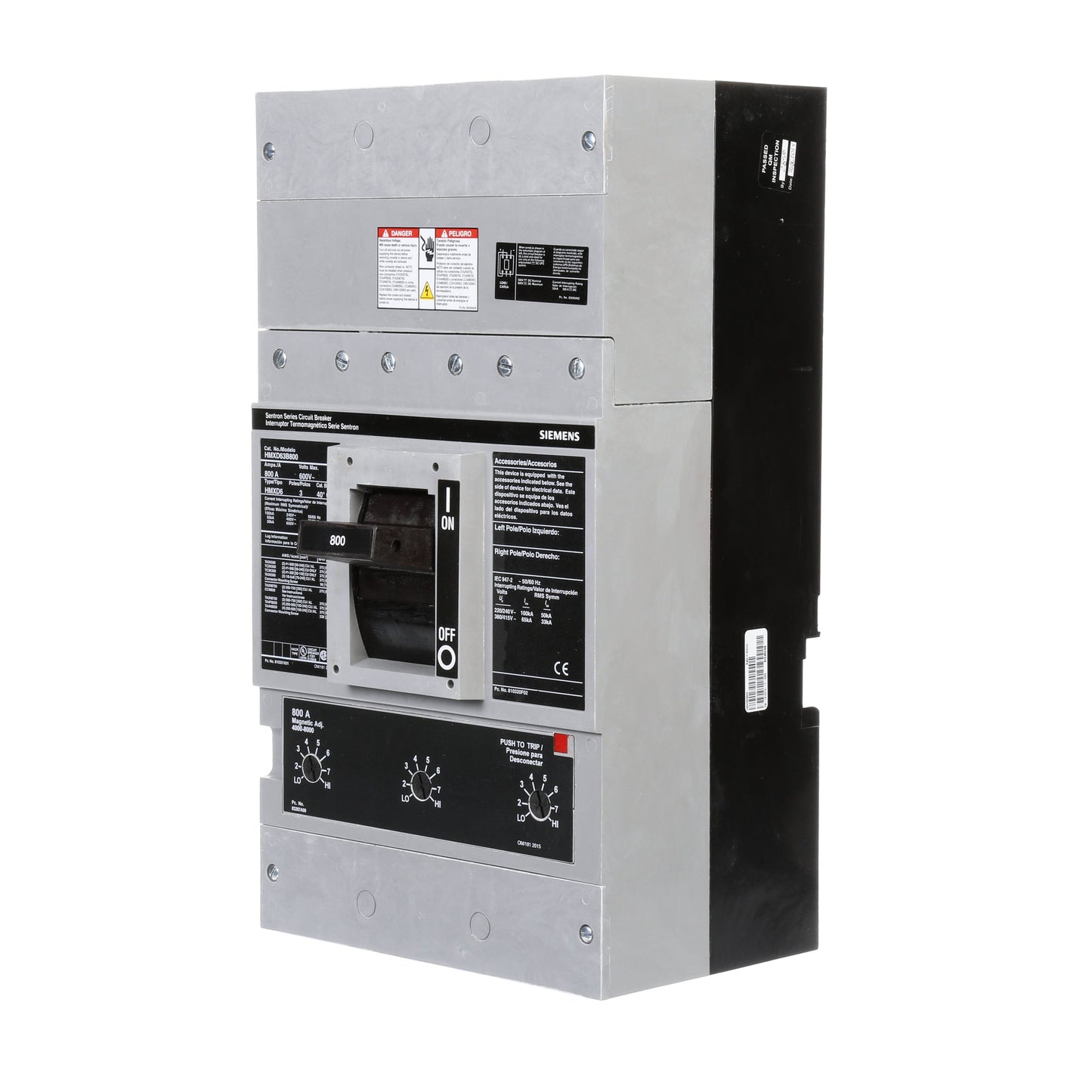 Siemens HMXD63B800 Molded Case Circuit Breaker | 600V 800A 3P 65kA@480V Bolt-On Sentron Series