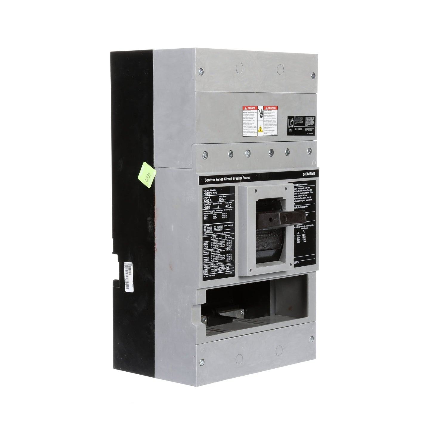 Siemens HND63F120 Circuit Breaker | 600V 1200A 3P 65kA@480V Feed-Thru Sentron Series