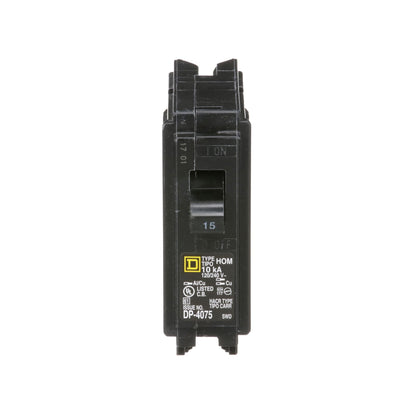 Square D HOM115CP Circuit Breaker | 240V 15A 1P 10kA@120V Plug-In HOMELINE