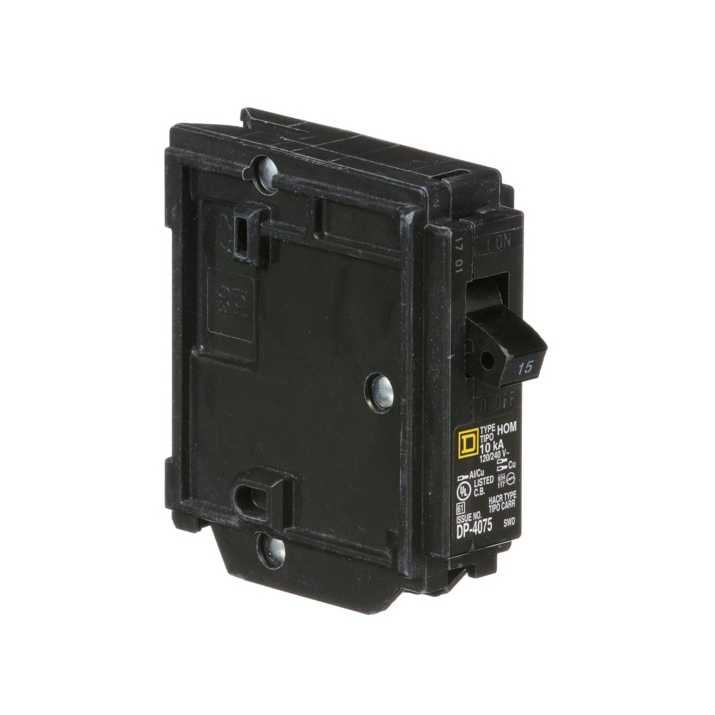 Square D HOM115CP Circuit Breaker | 240V 15A 1P 10kA@120V Plug-In HOMELINE