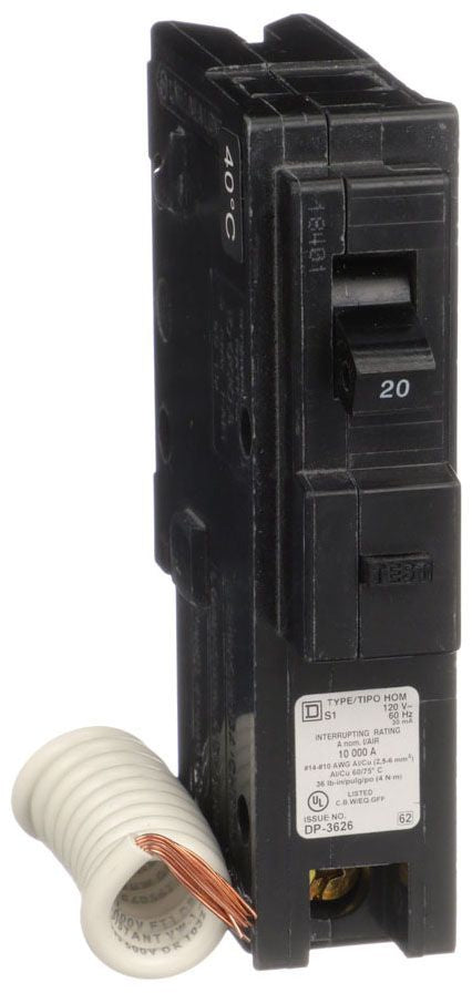 Square D HOM120EPD Circuit Breaker | 120V 20A 1P 10kA@120V Plug-In HOMELINE