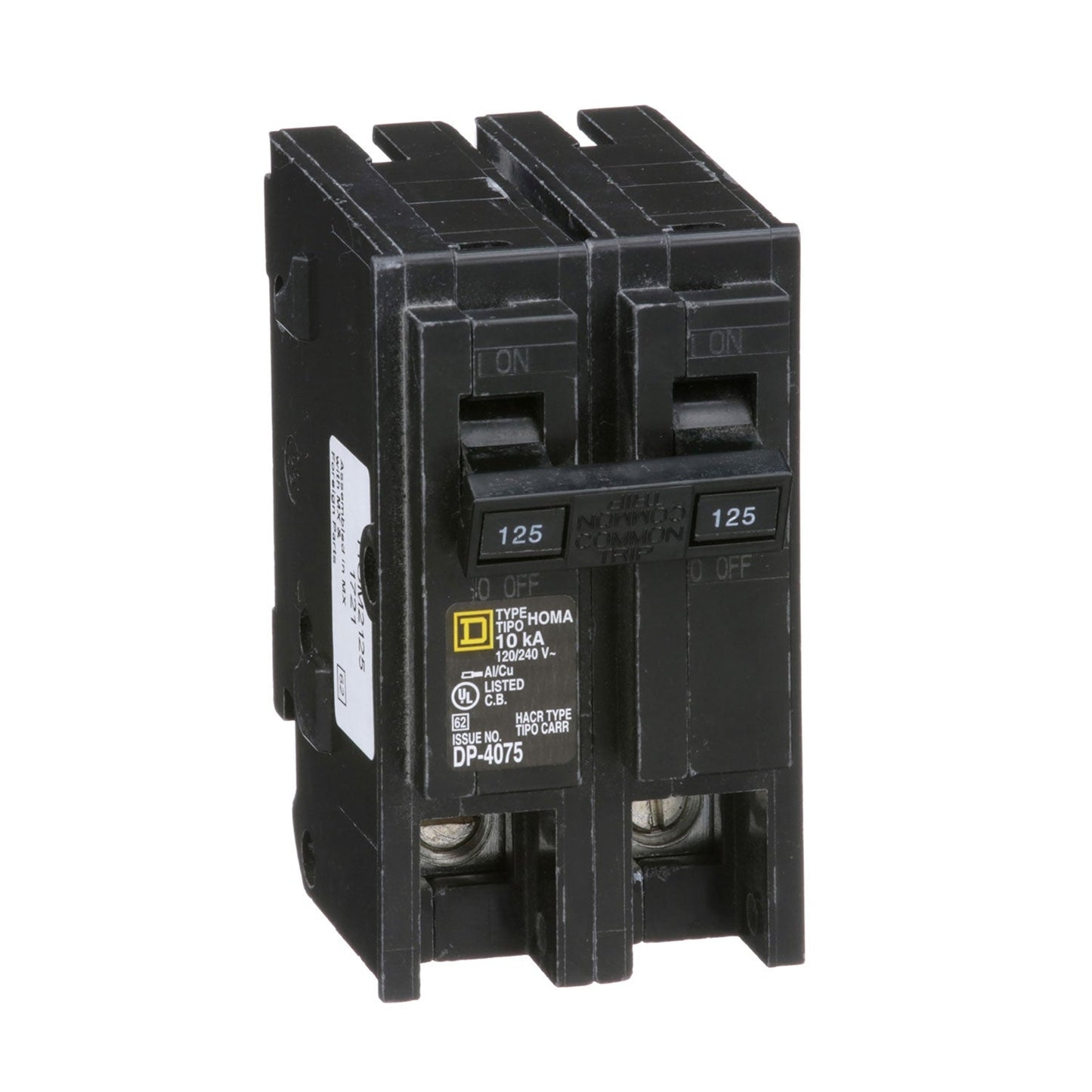 Square D HOM2125 Circuit Breaker 120/240V 125A 2P 10kA@240V Plug-In HOMELINE
