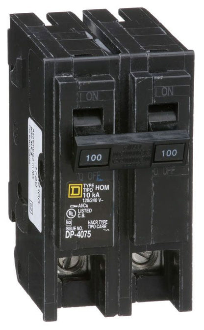 Square D HOM2100 Circuit Breaker | 120/240V 100A 2P 10kA@240V Plug-In HOMELINE