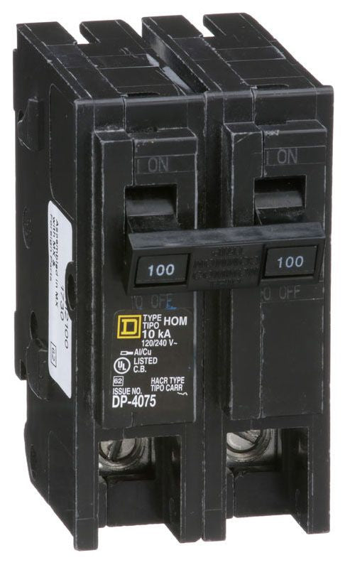 Square D HOM2100 Circuit Breaker | 120/240V 100A 2P 10kA@240V Plug-In HOMELINE