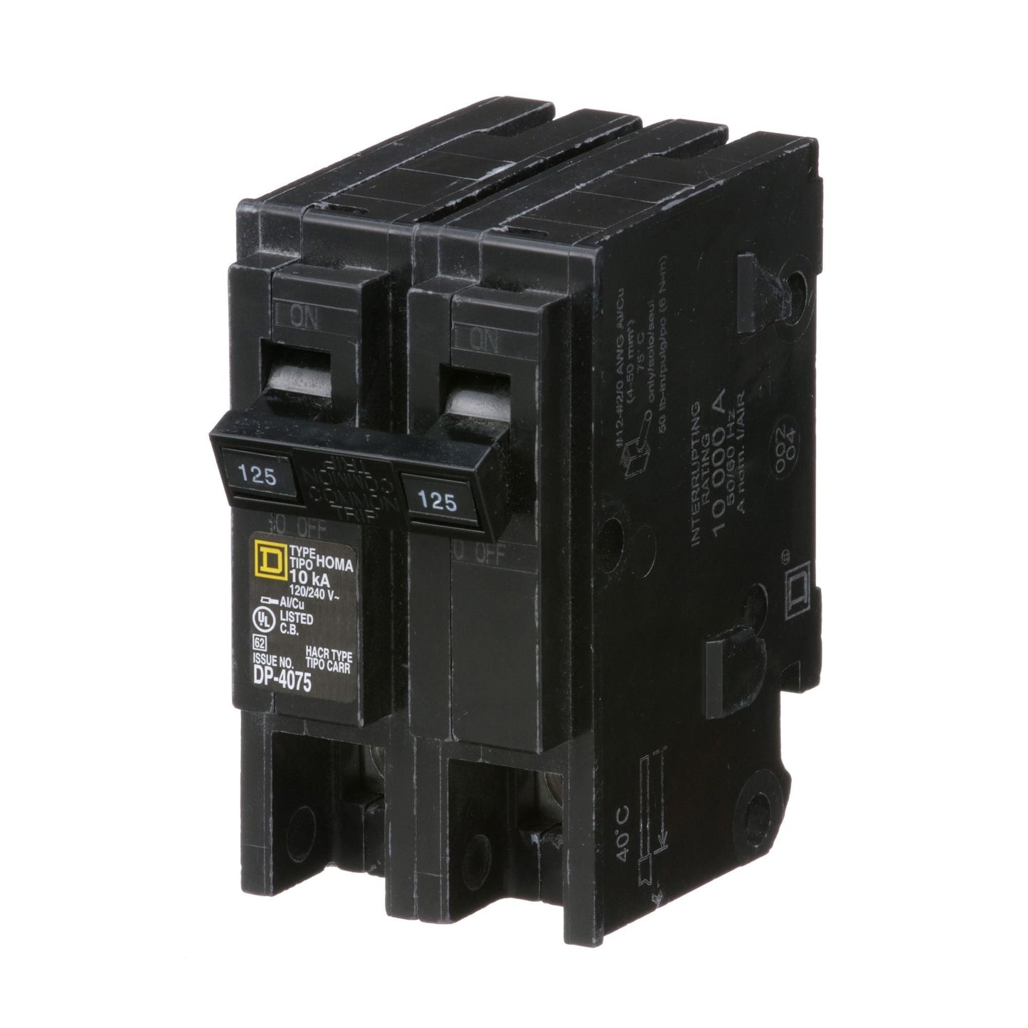 Square D HOM2125CP Circuit Breaker | 240V 125A 2P 10kA@240V Plug-In HOMELINE