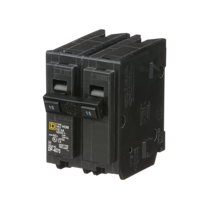 Square D HOM215 Circuit Breaker | 120/240V 15A 2P 10kA@240V Plug-In HOMELINE
