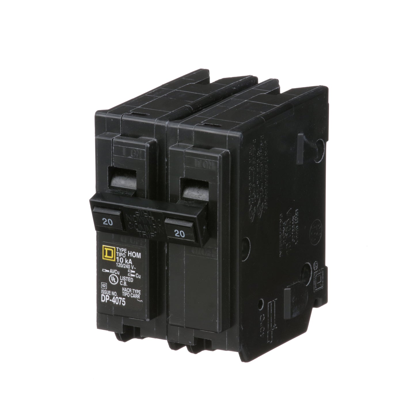 Square D HOM220 Circuit Breaker | 120/240V 20A 2P 10kA@240V Plug-In HOMELINE