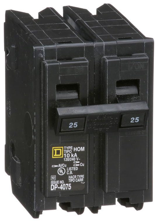 Square D HOM225 Circuit Breaker | 120/240V 25A 2P 10kA@240V Plug-In HOMELINE