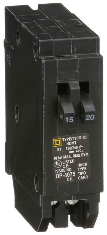 Square D HOMT1520 Circuit Breaker | 120/240V 20A 1P 10kA@120V Plug-In HOMELINE