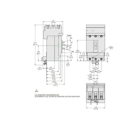 Square D HRA36150U31X Circuit Breaker | 600V 150A 3P 200kA@480V I-Line Style Plug-In Powerpact