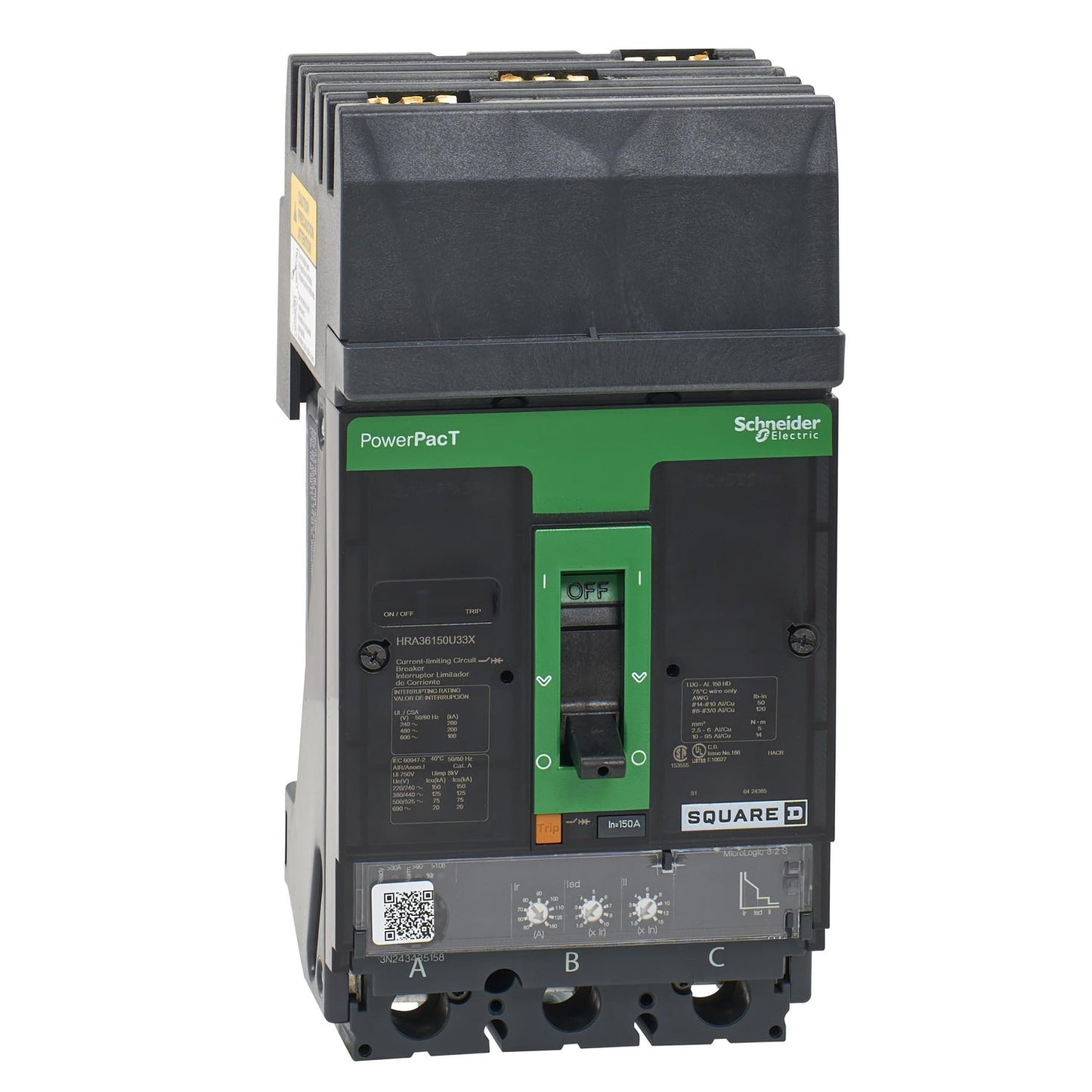 Square D HRA36150U33X Circuit Breaker | 600V 150A 3P 200kA@480V I-Line Style Plug-In