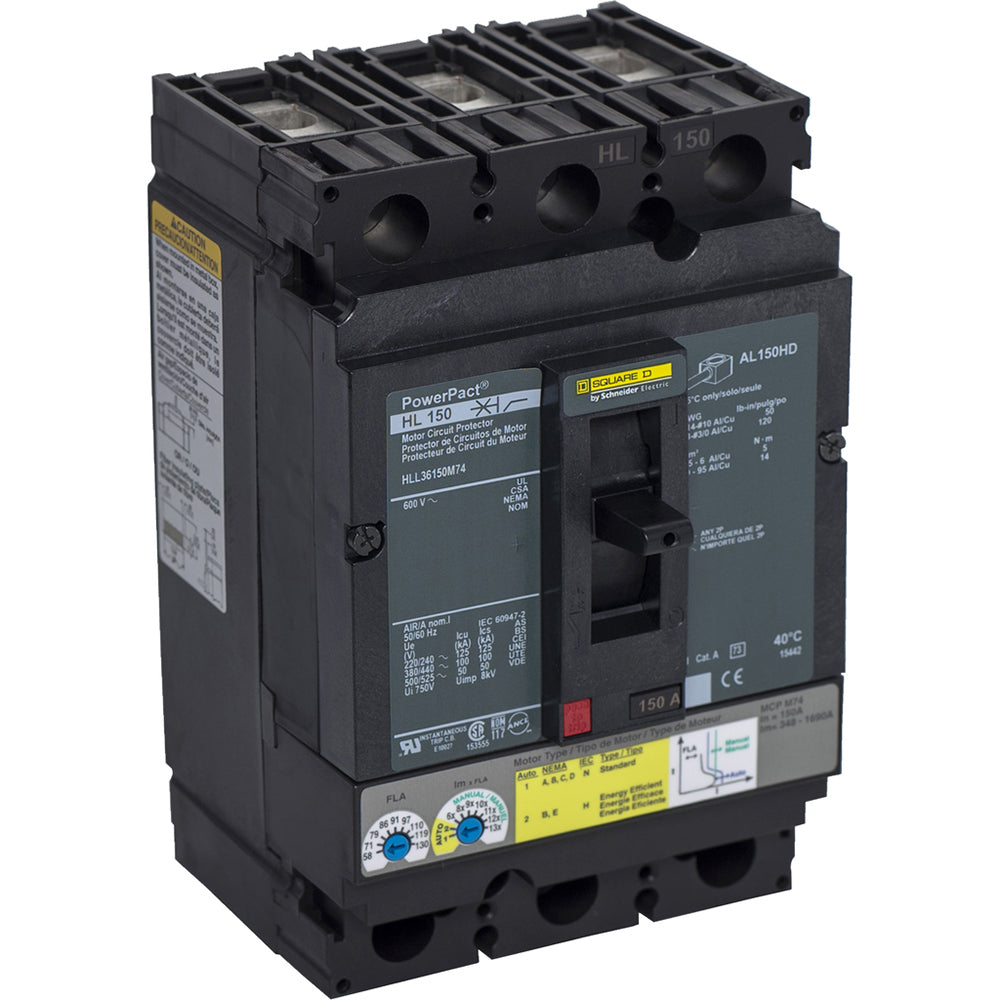 Square D HRL36150M74 Circuit Breaker | 600V 150A 3P 200kA@480V Feed-Thru Powerpact