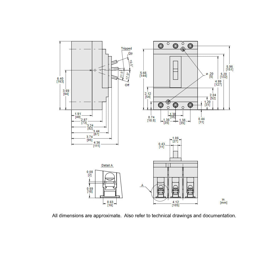 Square D HRL36150U31X Circuit Breaker | 600V 150A 3P 200kA@480V Feed-Thru Powerpact