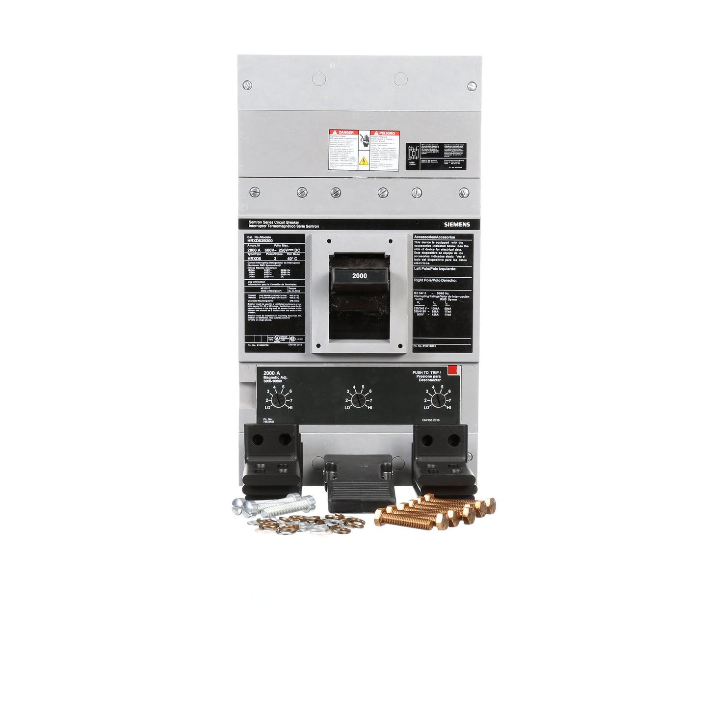 Siemens HRXD63B200 Molded Case Circuit Breaker | 600V 2000A 3P 65kA@480V Bolt-On Sentron Series
