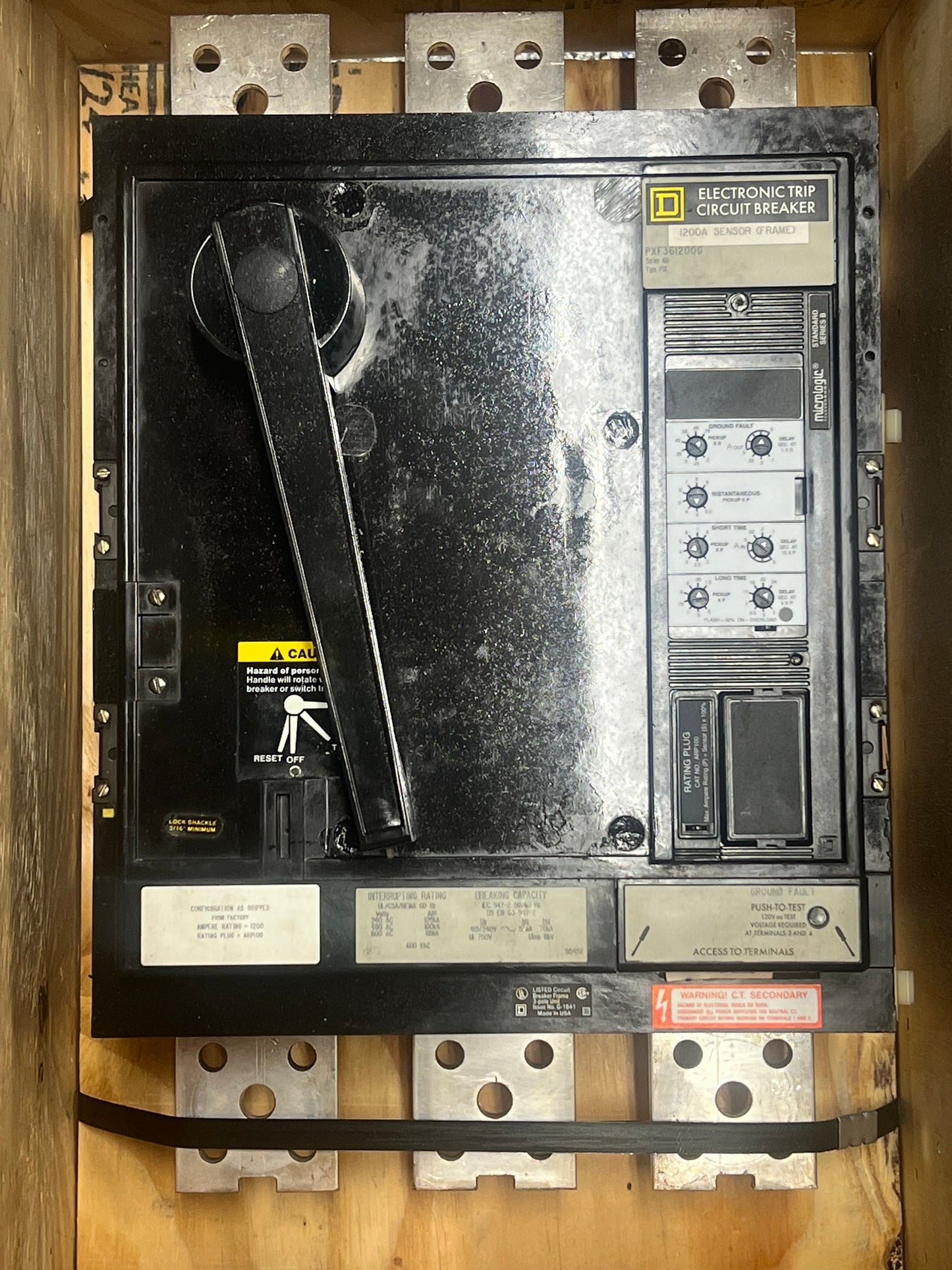Square D PXF361200G Circuit Breaker | 600V 1200A 3P 100kA@480V Bolt-On LSIG Micrologic