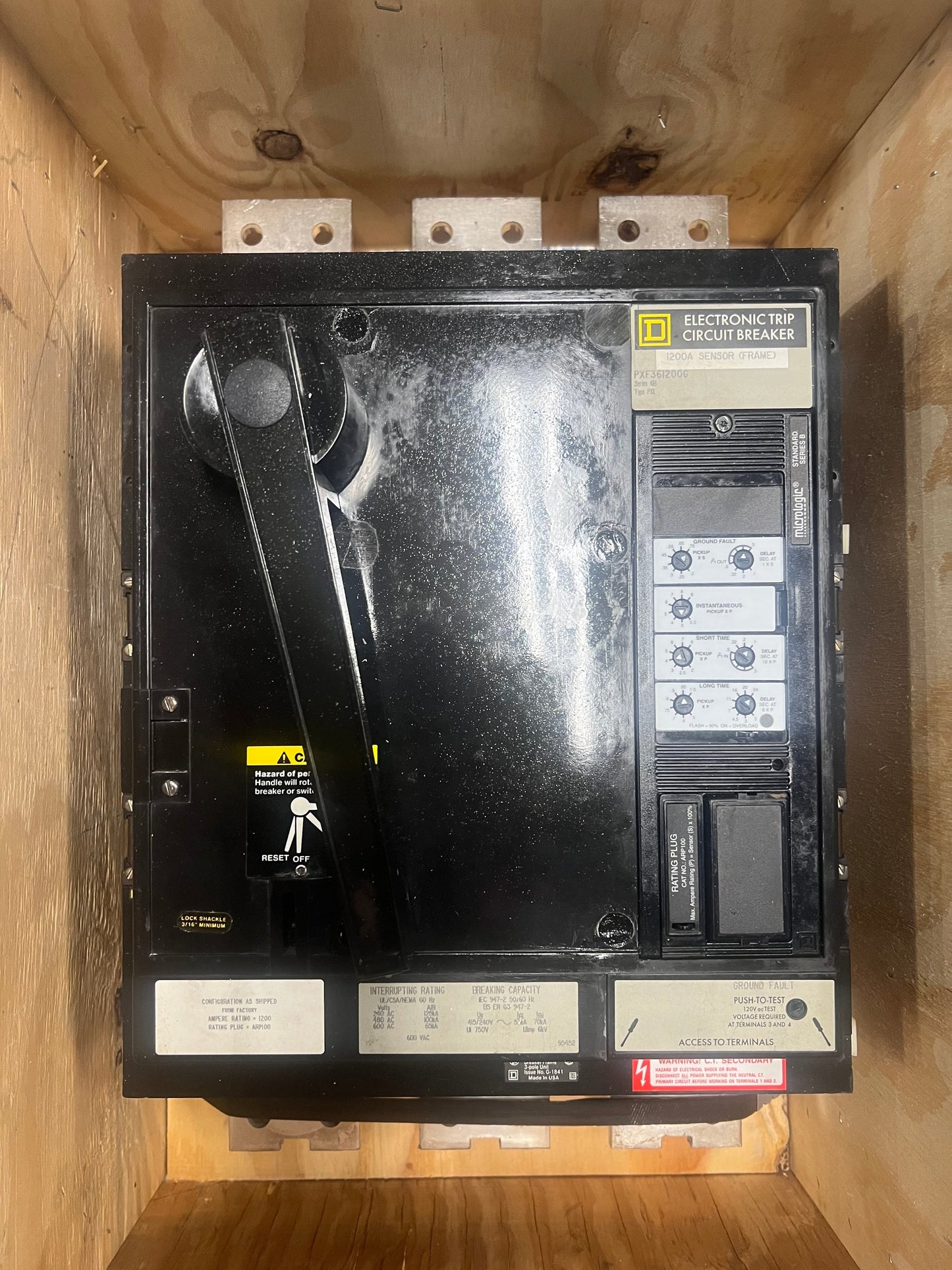 Square D PXF361200G Circuit Breaker | 600V 1200A 3P 100kA@480V Bolt-On LSIG Micrologic