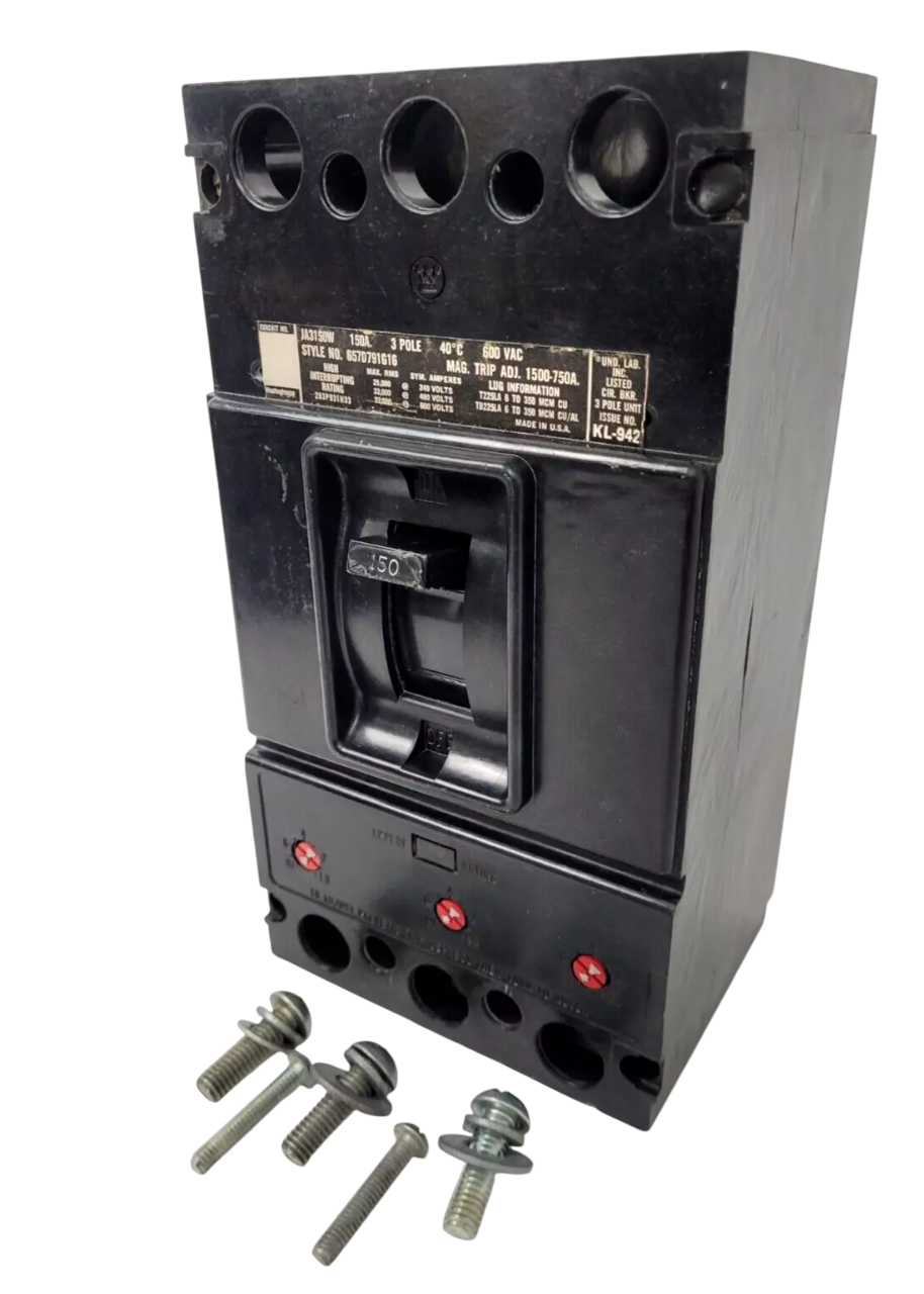 Westinghouse JA3150W Circuit Breaker | 600V 150A 3P 22kA@480V Bolt-On JA Series