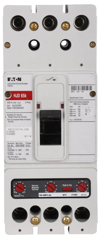 JD3250 - Eaton/ Cutler Hammer/ Westinghouse Bolt-On 250 Amp 3 Pole Circuit Breaker - Essential Electric Supply