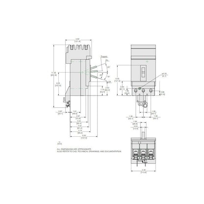 Square D JDA36250U44X Circuit Breaker | 600V 250A 3P 18kA@480V I-Line Style Plug-In Powerpact