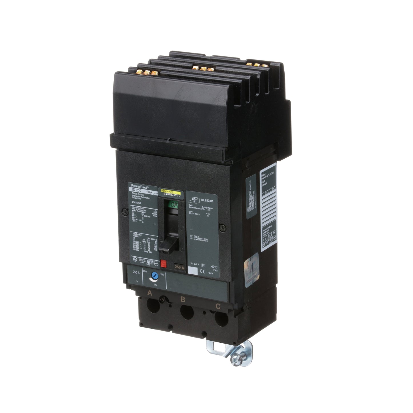 Square D JDA36250 Circuit Breaker | 600V 250A 3P 18kA@480V I-Line Style Plug-In Powerpact