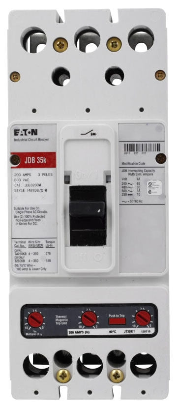 JDB3250 - Westinghouse/ Cutler Hammer/ Eaton Feed-Thru 250 Amp 3 Pole Circuit Breaker - Essential Electric Supply