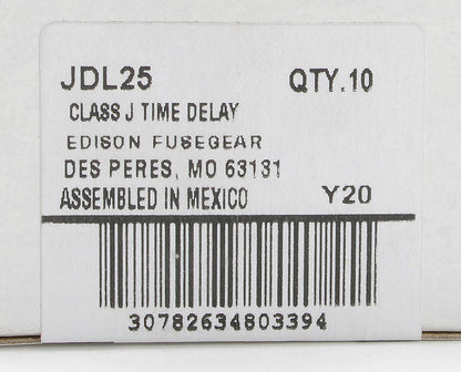 Edison Fuses JDL25 Low Voltage Fuse | 600V 25A 200kA@600V JDL