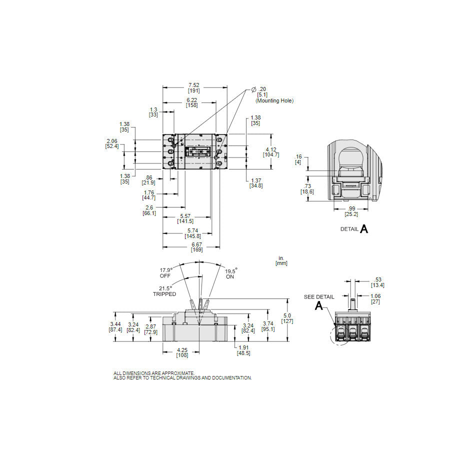 Square D JDL36150 Circuit Breaker | 600V 150A 3P 18kA@480V Feed-Thru Powerpact JDL