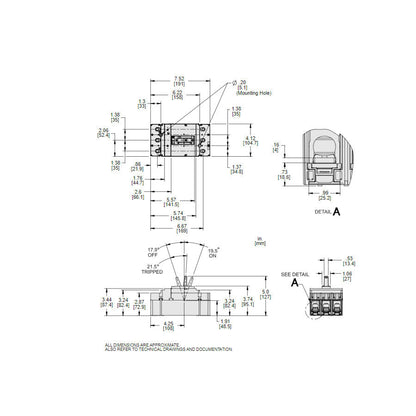 Square D JDL36150 Circuit Breaker | 600V 150A 3P 18kA@480V Feed-Thru Powerpact JDL