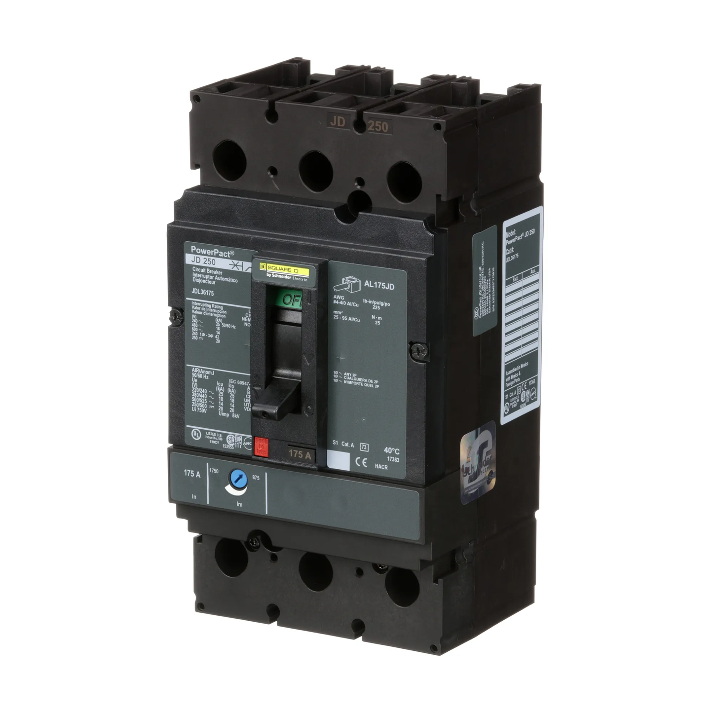 Square D JDL36175 Circuit Breaker | Powerpact JDL 600V 175A