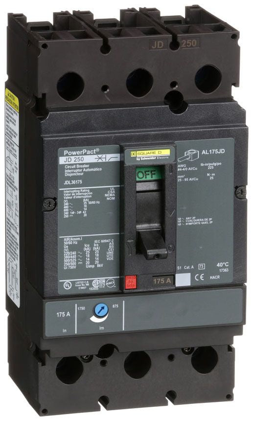 JDL36175 - Schneider Electric/ Square D Feed-Thru 175 Amp 3 Pole Circuit Breaker - Essential Electric Supply