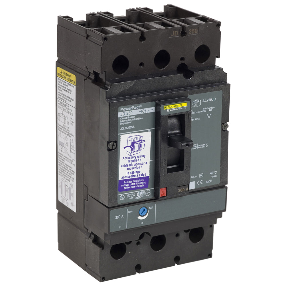 Square D JDL36175SA Circuit Breaker | 600V 175A 3P 18kA@480V Feed-Thru Powerpact