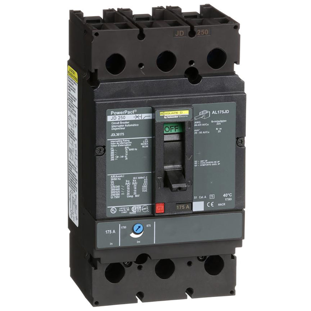 Square D JDL36175 Circuit Breaker | Powerpact JDL 600V 175A