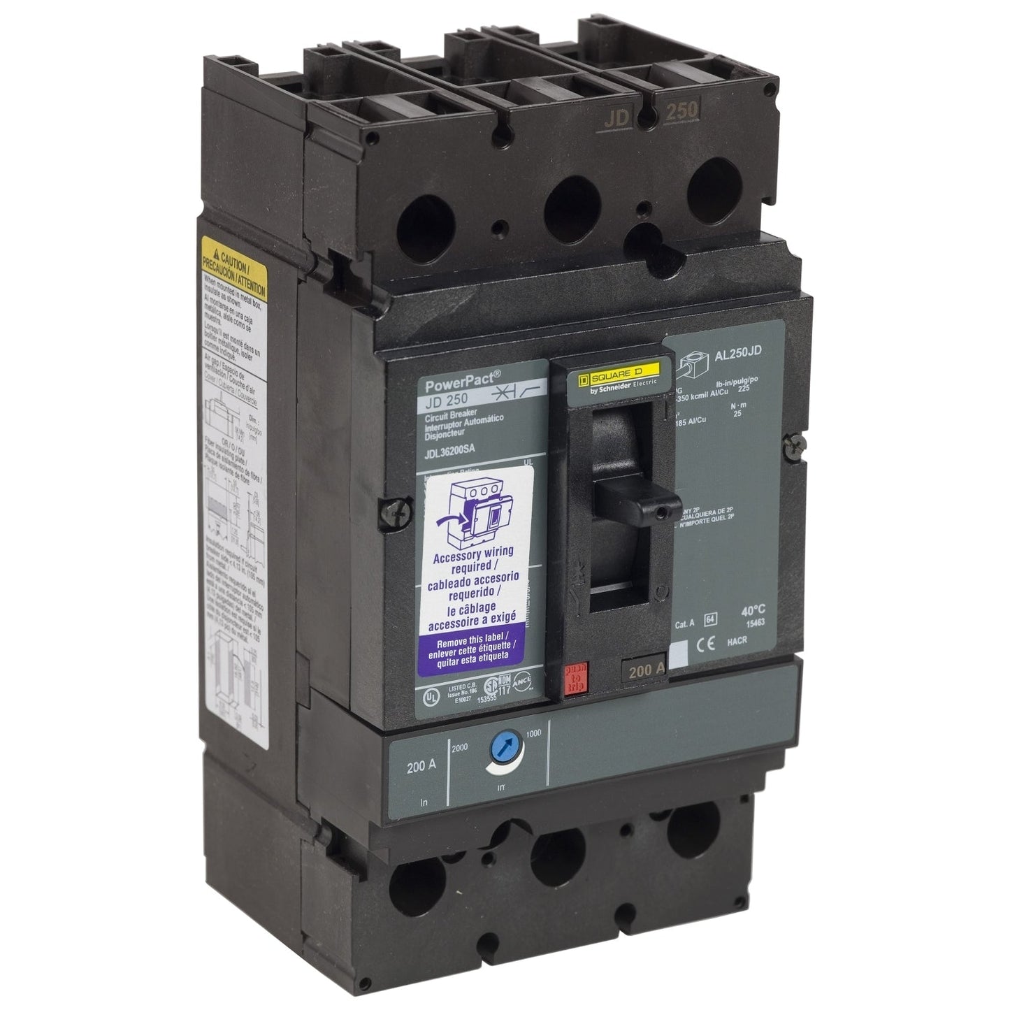 Square D JDL36175SA Circuit Breaker | 600V 175A 3P 18kA@480V Feed-Thru Powerpact