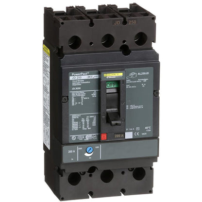 Square D JDL36200 Circuit Breaker | 600V 200A 3P 18kA@480V Feed-Thru Powerpact