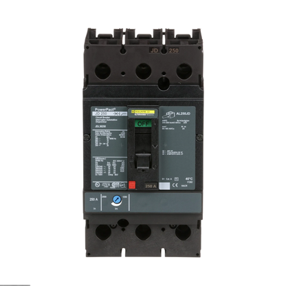 Square D JDL36250 Circuit Breaker | 600V 250A 3P 18kA@480V Feed-Thru Powerpact