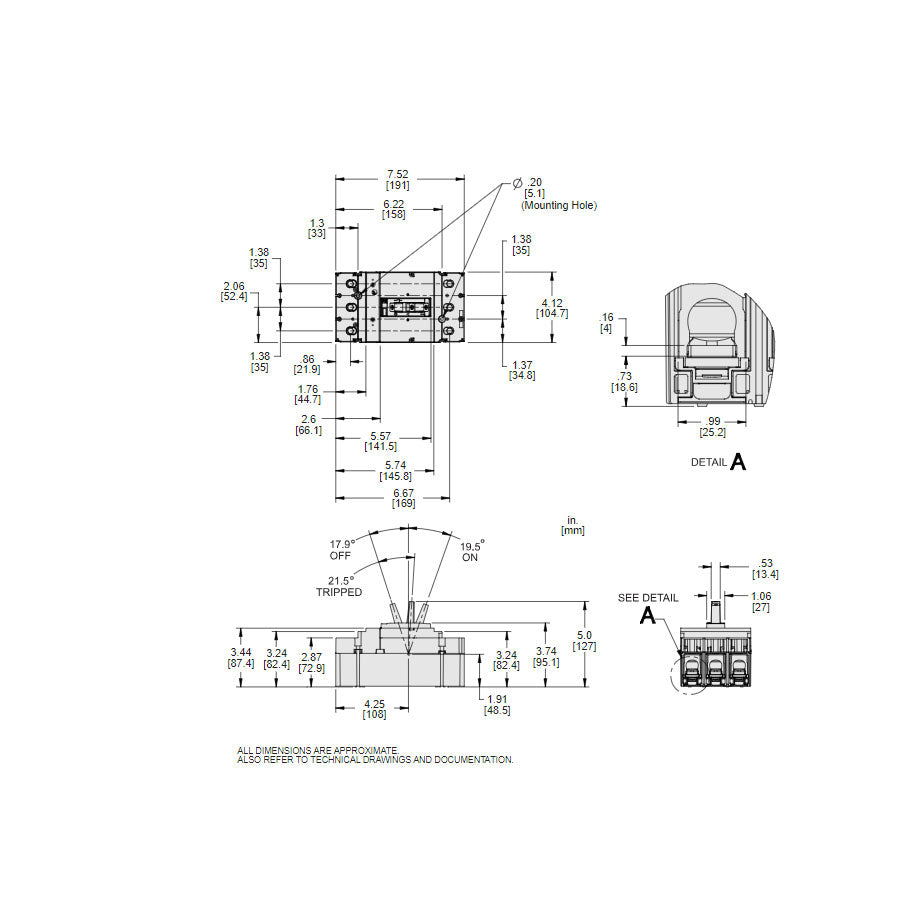 Square D JDL36250 Circuit Breaker | 600V 250A 3P 18kA@480V Feed-Thru Powerpact
