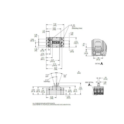 Square D JDL36250 Circuit Breaker | 600V 250A 3P 18kA@480V Feed-Thru Powerpact