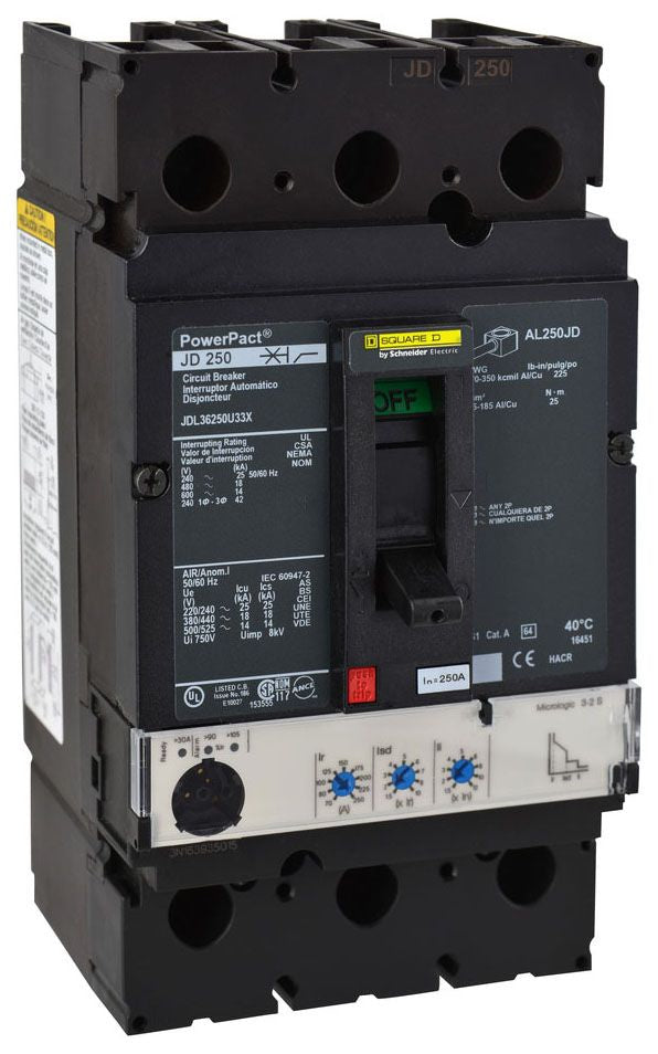 JDL36250U33X - Square D/ Schneider Electric Feed-Thru 250 Amp 3 Pole Circuit Breaker - Essential Electric Supply