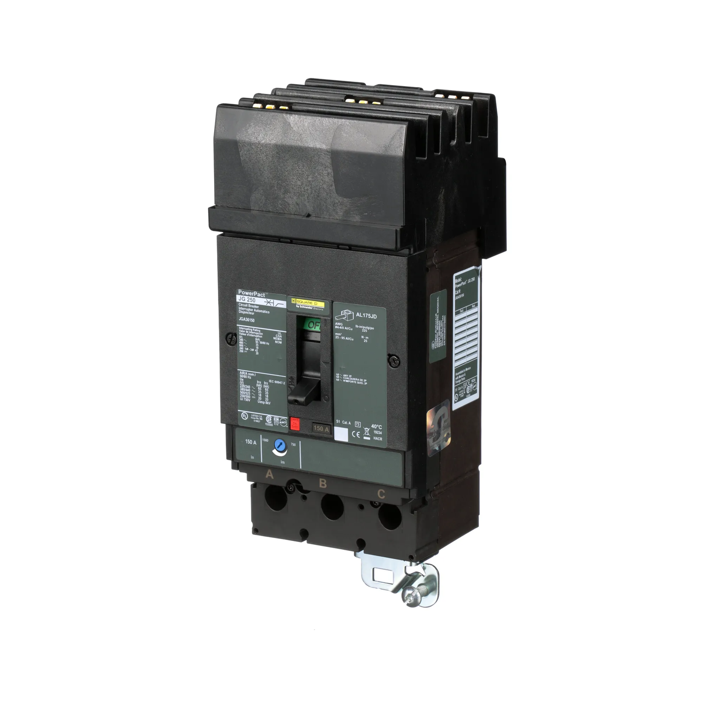 Square D JGA36150 Circuit Breaker | 600V 150A 3P 35kA@480V I-Line Style Plug-In Powerpact