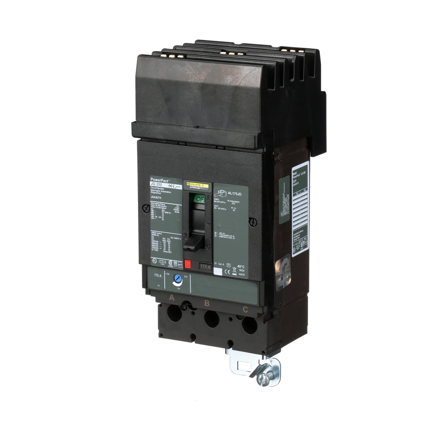 Square D JGA36175 Circuit Breaker | 600V 175A 3P 35kA@480V Plug In Panelboard Powerpact JGA