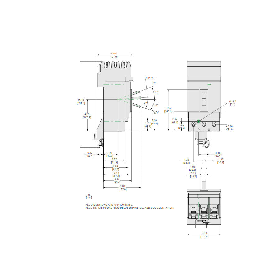 Square D JGA36175 Circuit Breaker | 600V 175A 3P 35kA@480V Plug In Panelboard Powerpact JGA