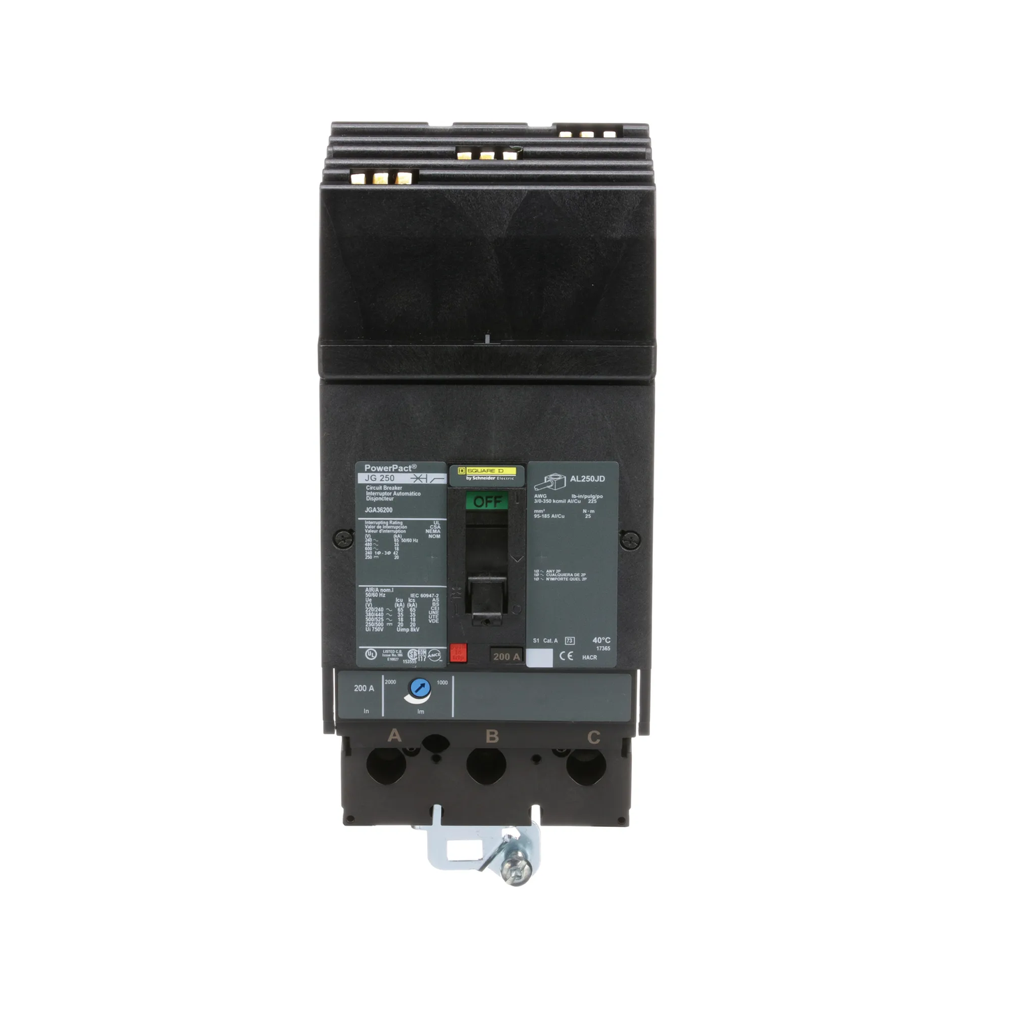 Square D JGA36200 Circuit Breaker | 600V 200A 3P 35kA@480V I-Line Style Plug-In Powerpact