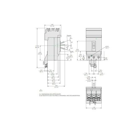 Square D JGA36200 Circuit Breaker | 600V 200A 3P 35kA@480V I-Line Style Plug-In Powerpact