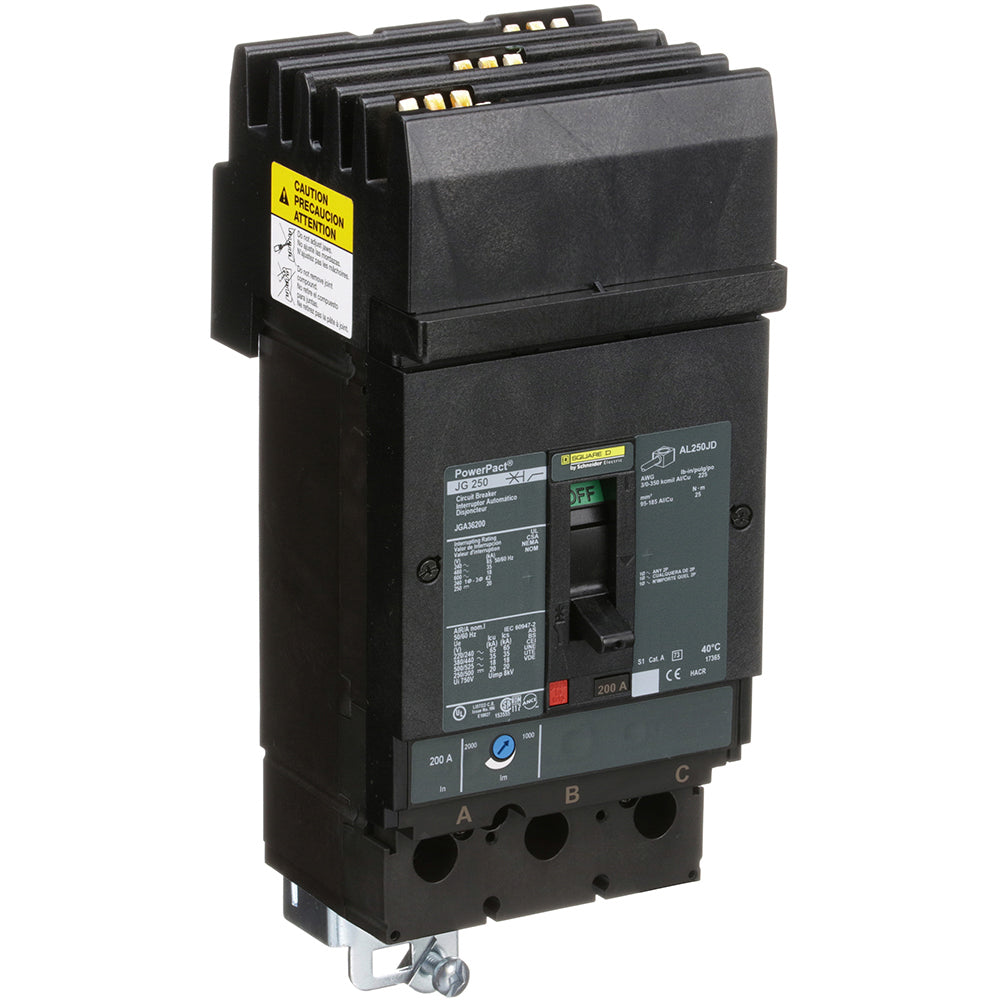Square D JGA36200 Circuit Breaker | 600V 200A 3P 35kA@480V I-Line Style Plug-In Powerpact