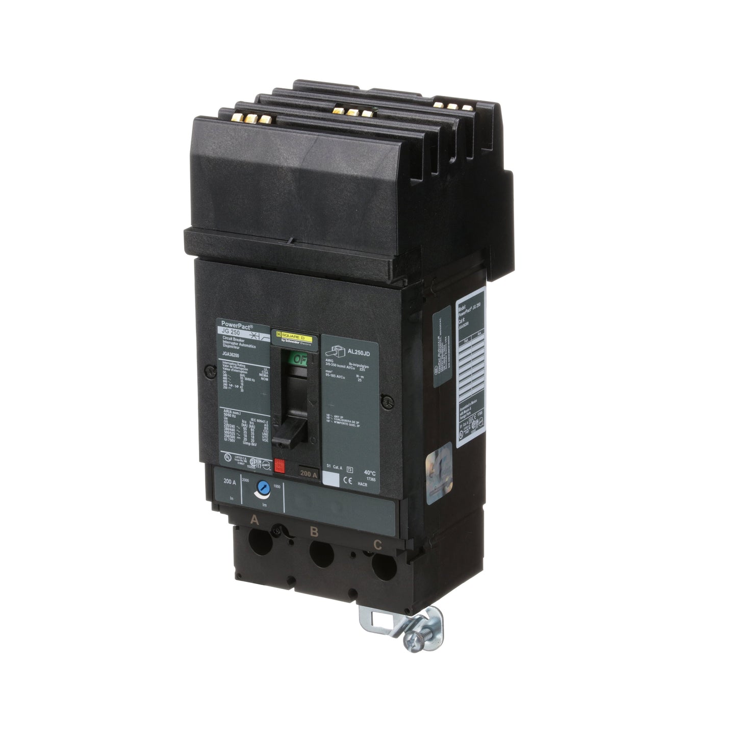 Square D JGA36200 Circuit Breaker | 600V 200A 3P 35kA@480V I-Line Style Plug-In Powerpact