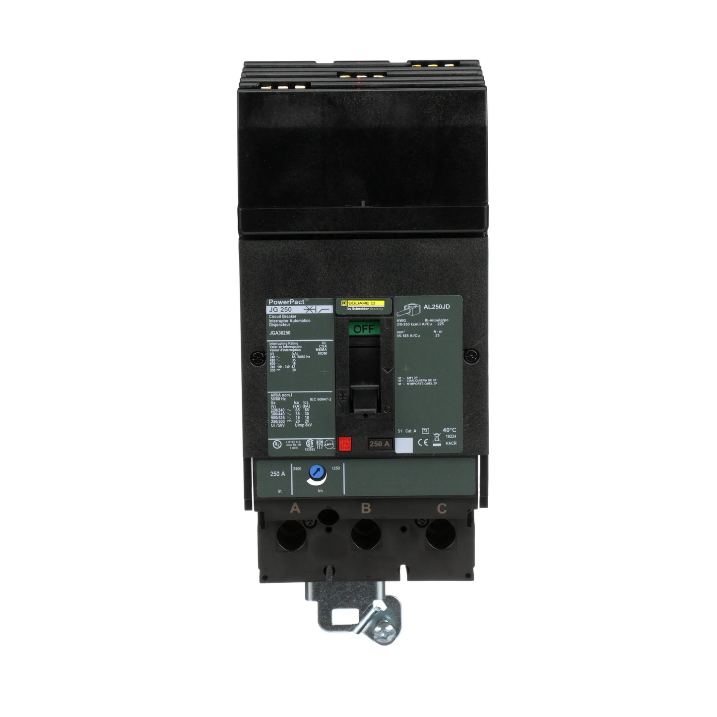 Square D JGA36250 Circuit Breaker | 600V 250A 3P 35kA@480V I-Line Style Plug-In Powerpact