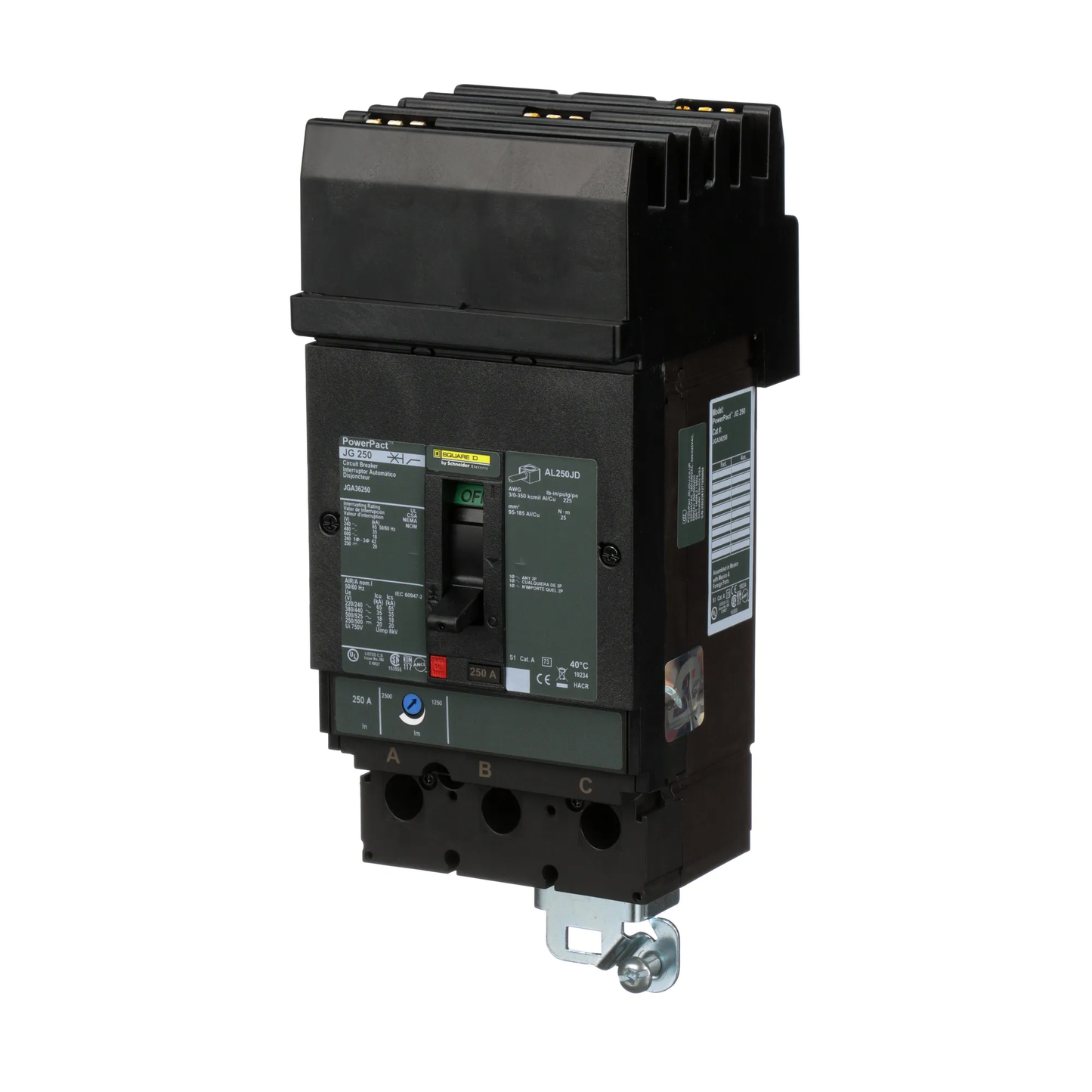 Square D JGA36250 Circuit Breaker | 600V 250A 3P 35kA@480V I-Line Style Plug-In Powerpact
